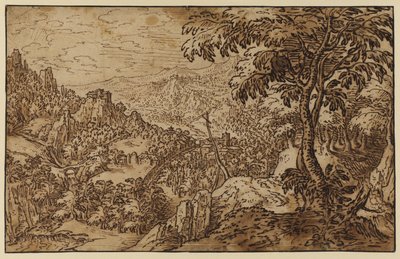 Gebirgige Landschaft mit einem Kreuz von Tobias follower of Verhaecht
